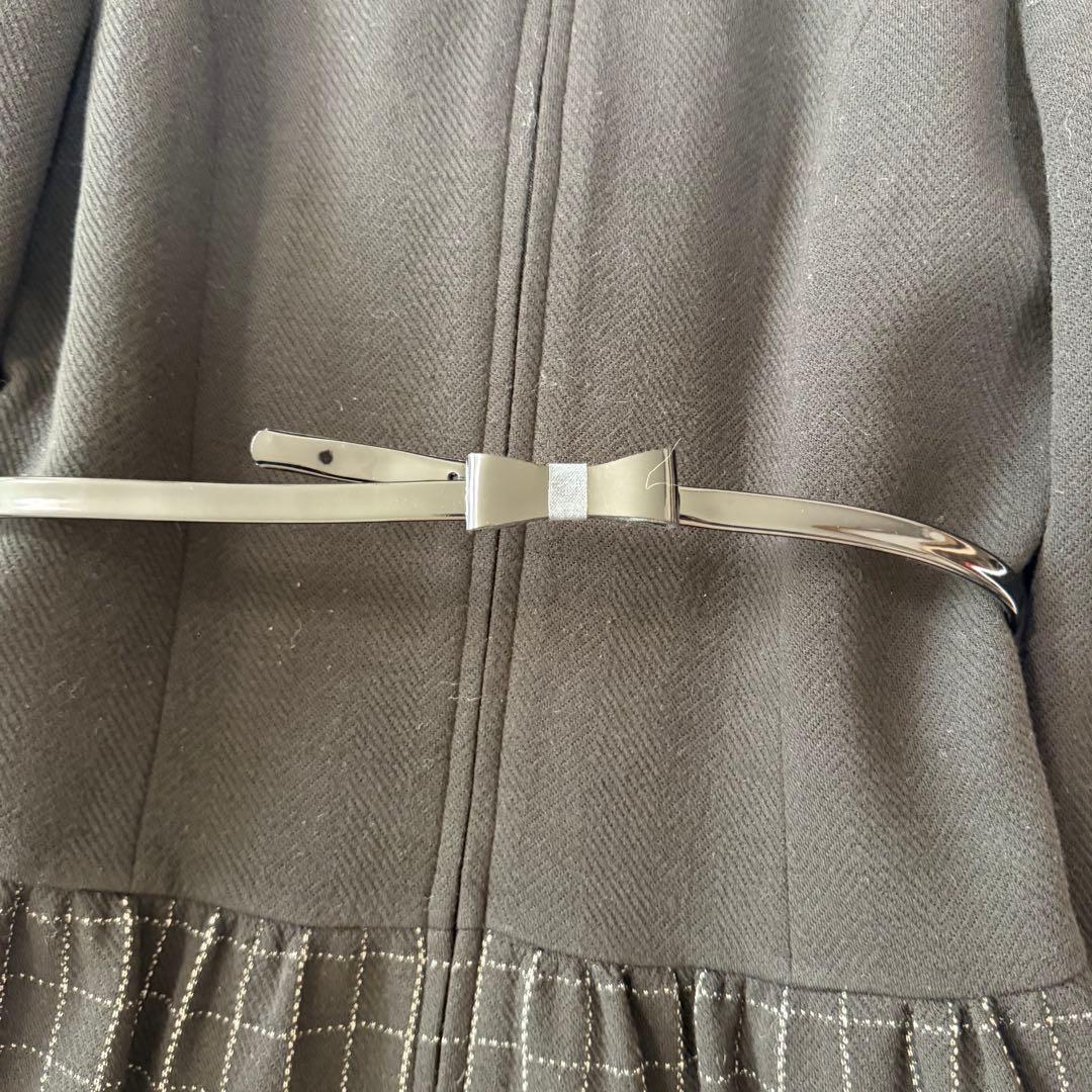 エムズグレイシー ワンピース　チェック　ベルト　襟あり　カメリア　大きい