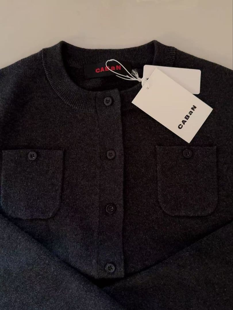 タグ付き未使用品、CABaNコットンカシミヤ クルーネックカーディガンS