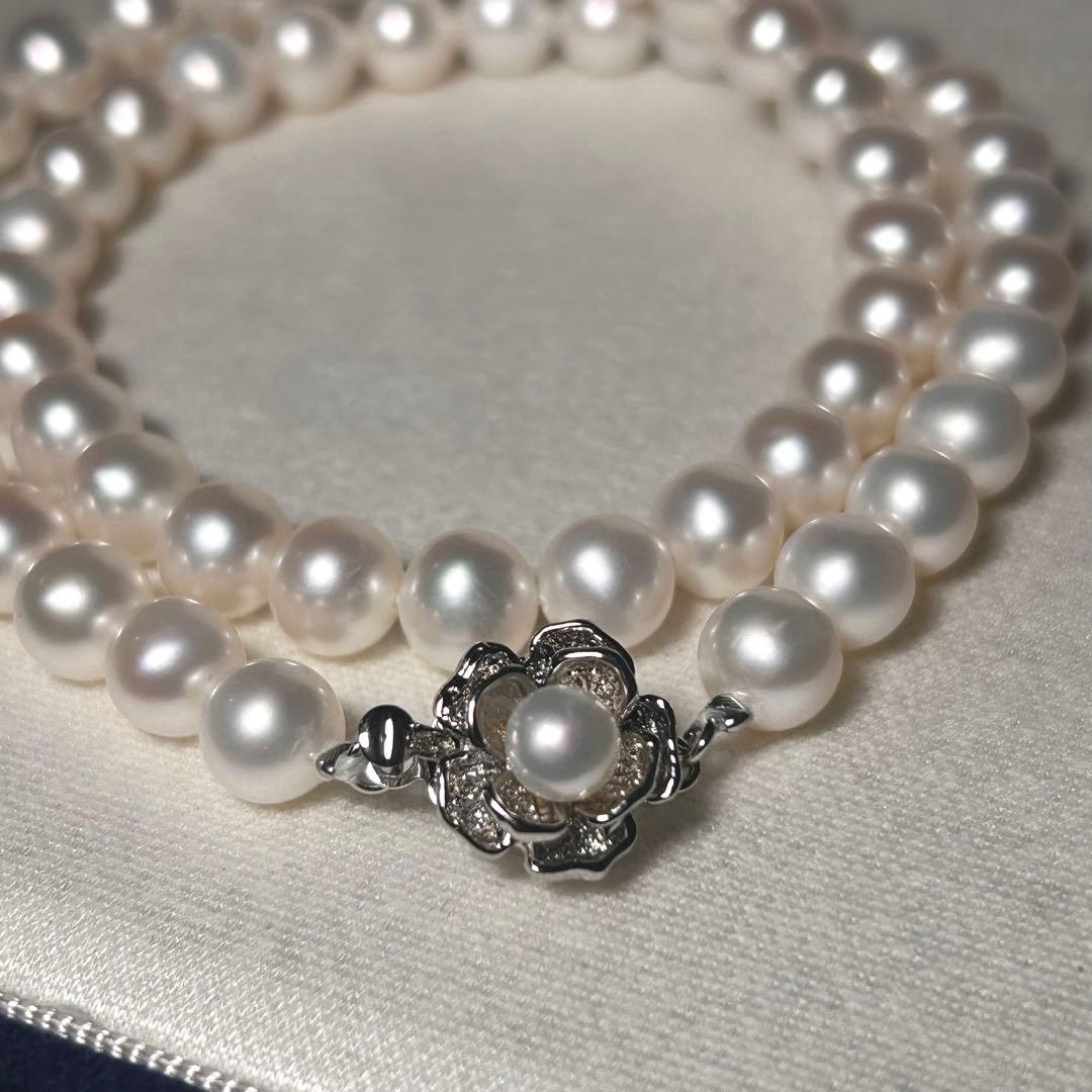 【テリ強✨】本真珠 ネックレス パール 7.5mm 約43cm 干渉色◎ リアル