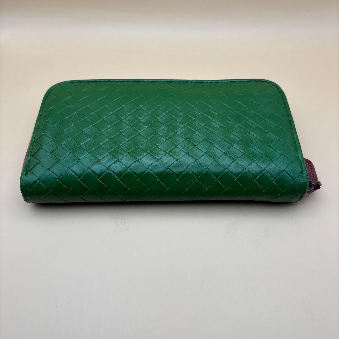 ②◆正規品◆ボッティガヴェネタイントレチャート ラウンドファスナー長財布グリーン