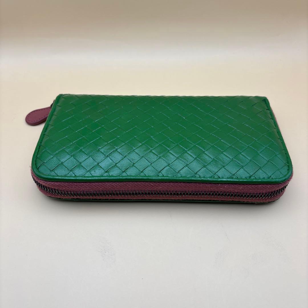 ②◆正規品◆ボッティガヴェネタイントレチャート ラウンドファスナー長財布グリーン