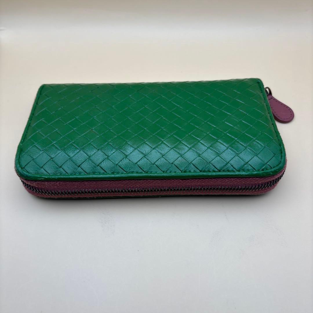 ②◆正規品◆ボッティガヴェネタイントレチャート ラウンドファスナー長財布グリーン