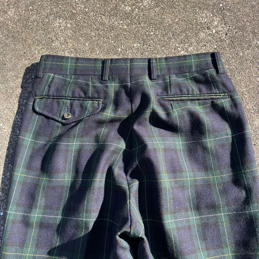 80s vintage ウールスラックス ブラックウォッチ ツータック チェック