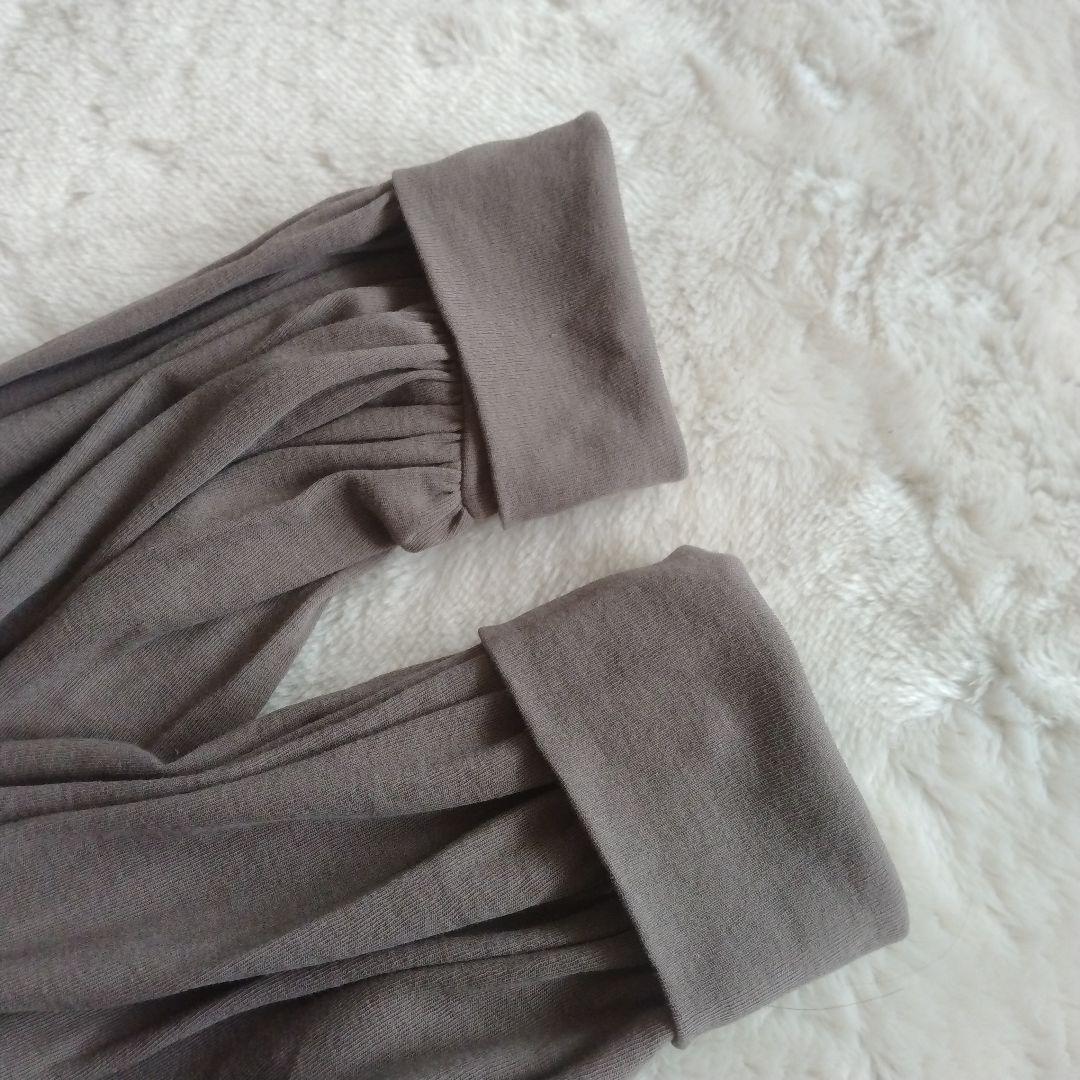 【ビアズリー】未使用 タグ付き シアー ギャザー カットソー コットン モカ