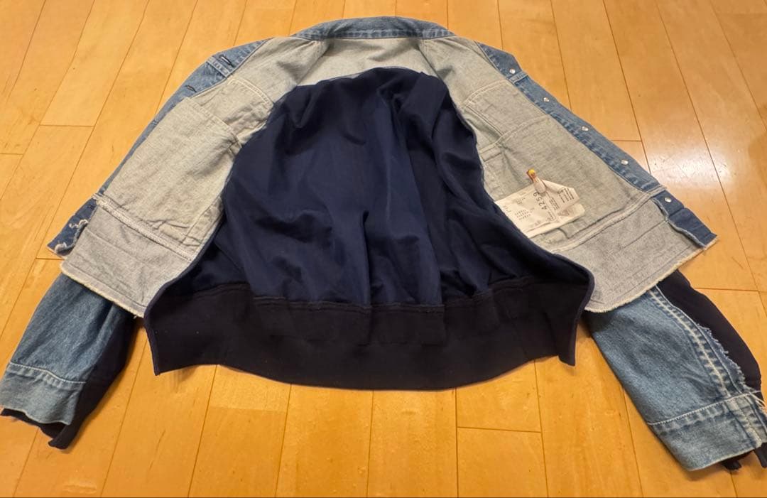 sacai ドッキング デニム　ナイロン　ツイルジャケット ma-1