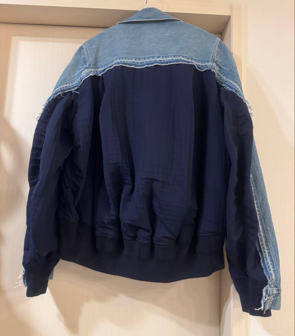 sacai ドッキング デニム　ナイロン　ツイルジャケット ma-1