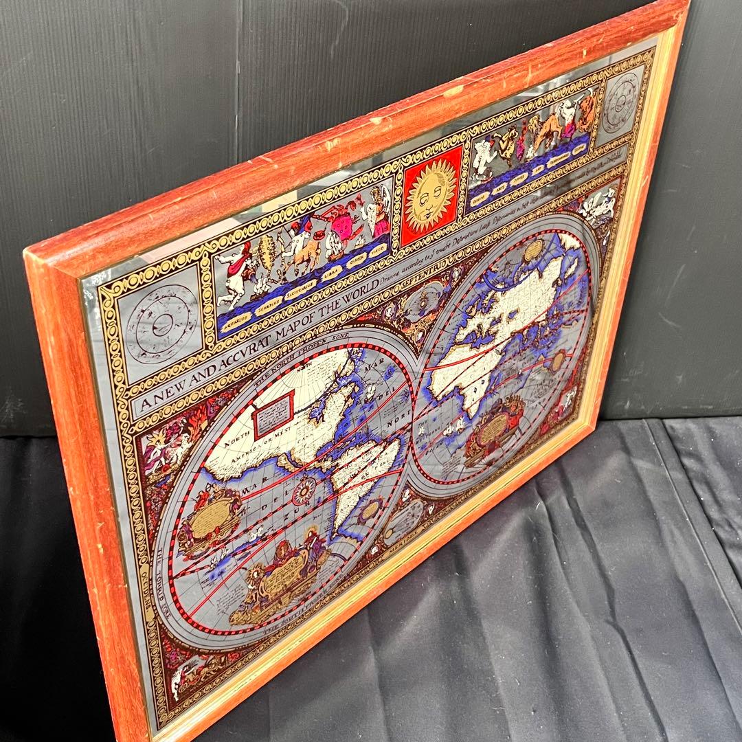 英国製 ヴィンテージ MERIDES パブミラー 鏡 アンティーク オシャレ