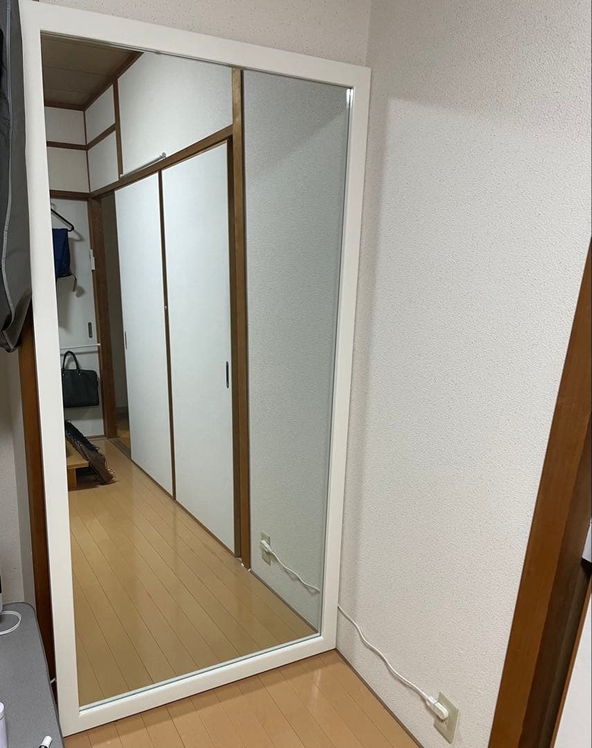大型 全身鏡 180×90cm 白　フレーム