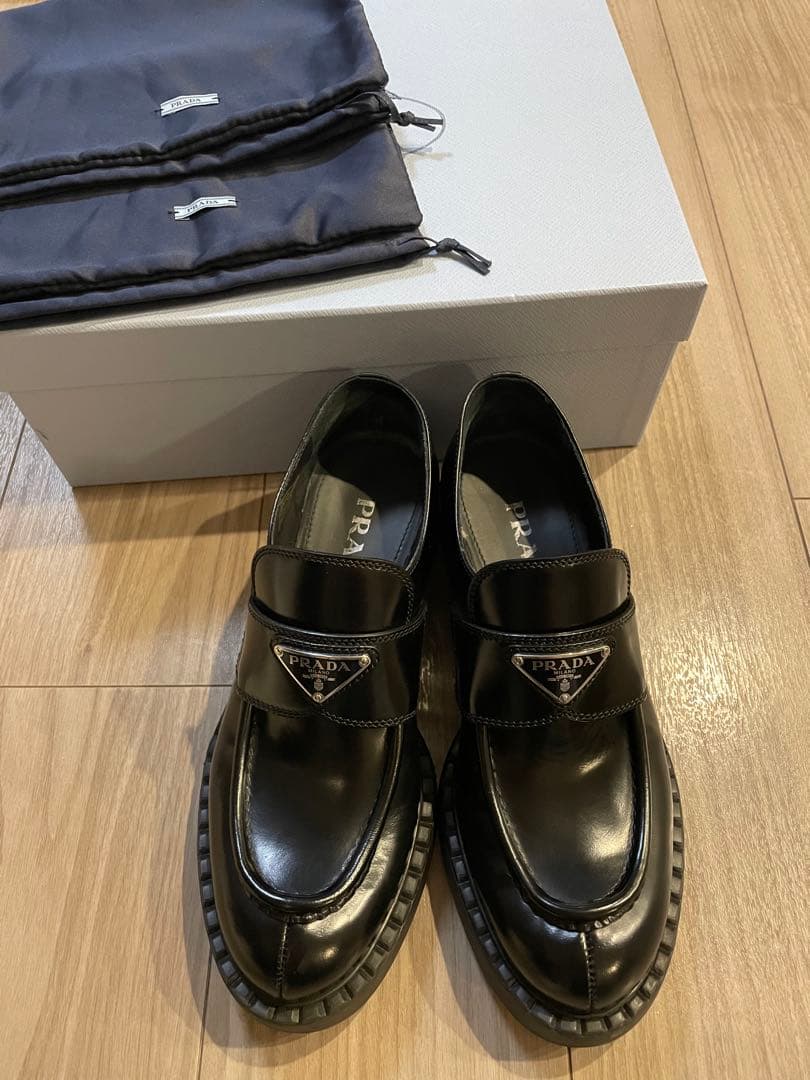 PRADA プラダ　チョコレートローファー　ブラック38