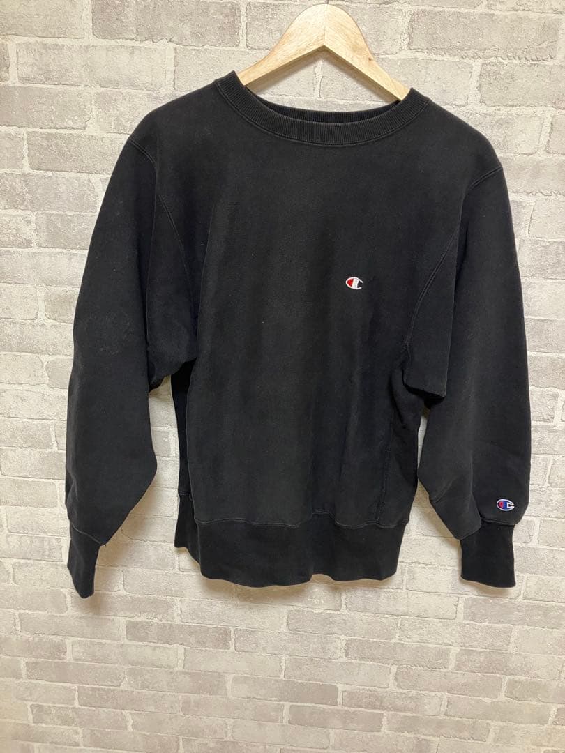 90s ビンテージ チャンピオン　リバースウィーブ　刺繍タグ　USA製　ブラック