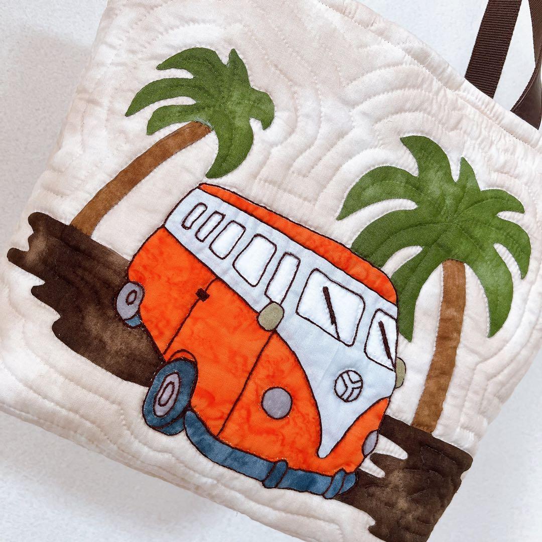 ハワイアンキルトバッグ、「もんちゃん様とお取引中」バス(レッド、オレンジ)