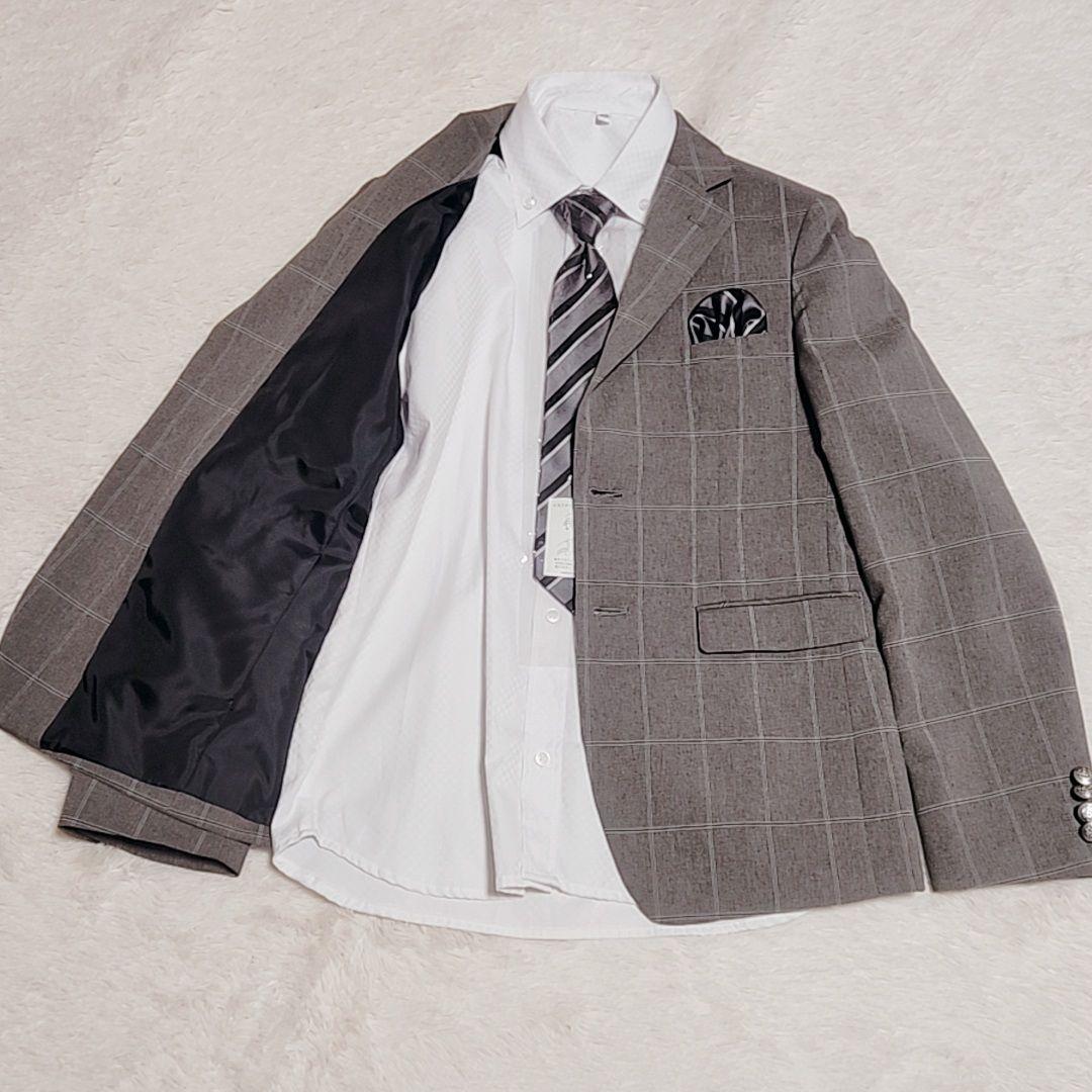 WANDER FACTORY キッズスーツ 160 ５点セット グレー チェック