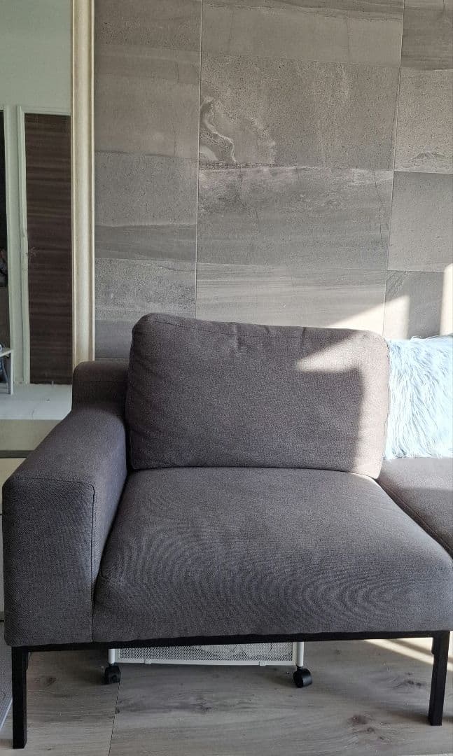 グレー ファブリック　カウチ ソファセット