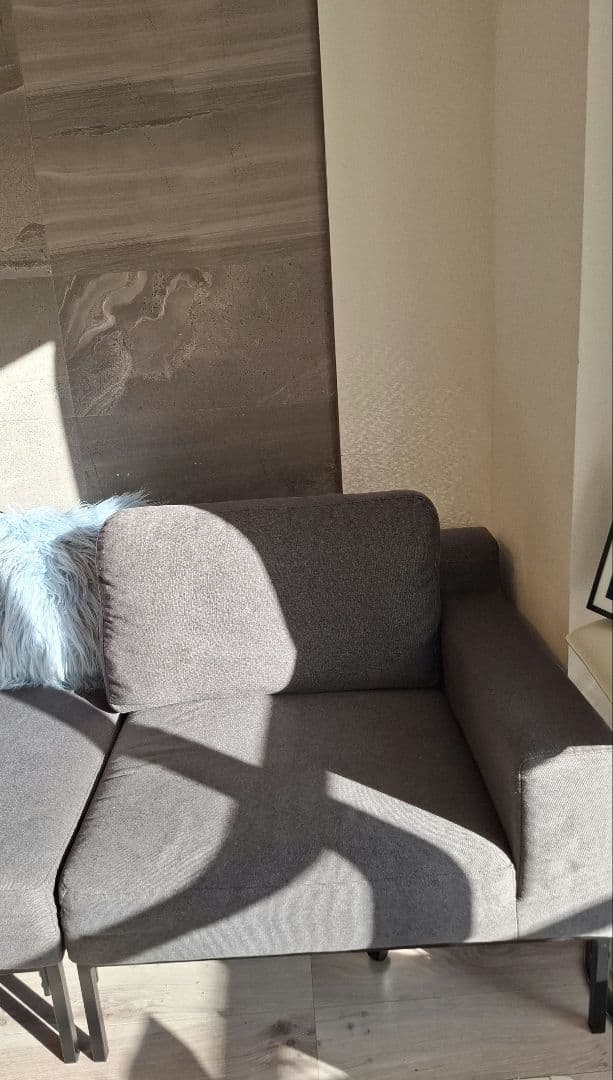 グレー ファブリック　カウチ ソファセット