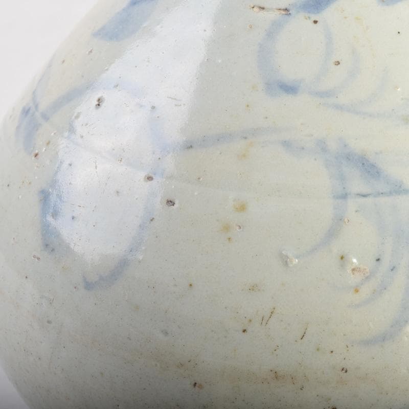 朝鮮美術　李朝　高麗白磁　染付　花草文　細口瓶　花瓶　時代箱付　V　8286A