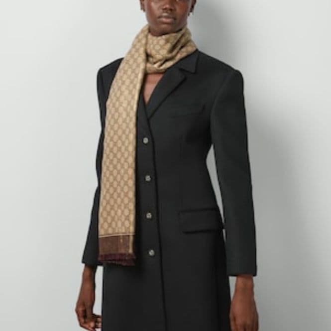 【未使用品】GUCCI GG WOOL JACQUARD SHAWL ショール