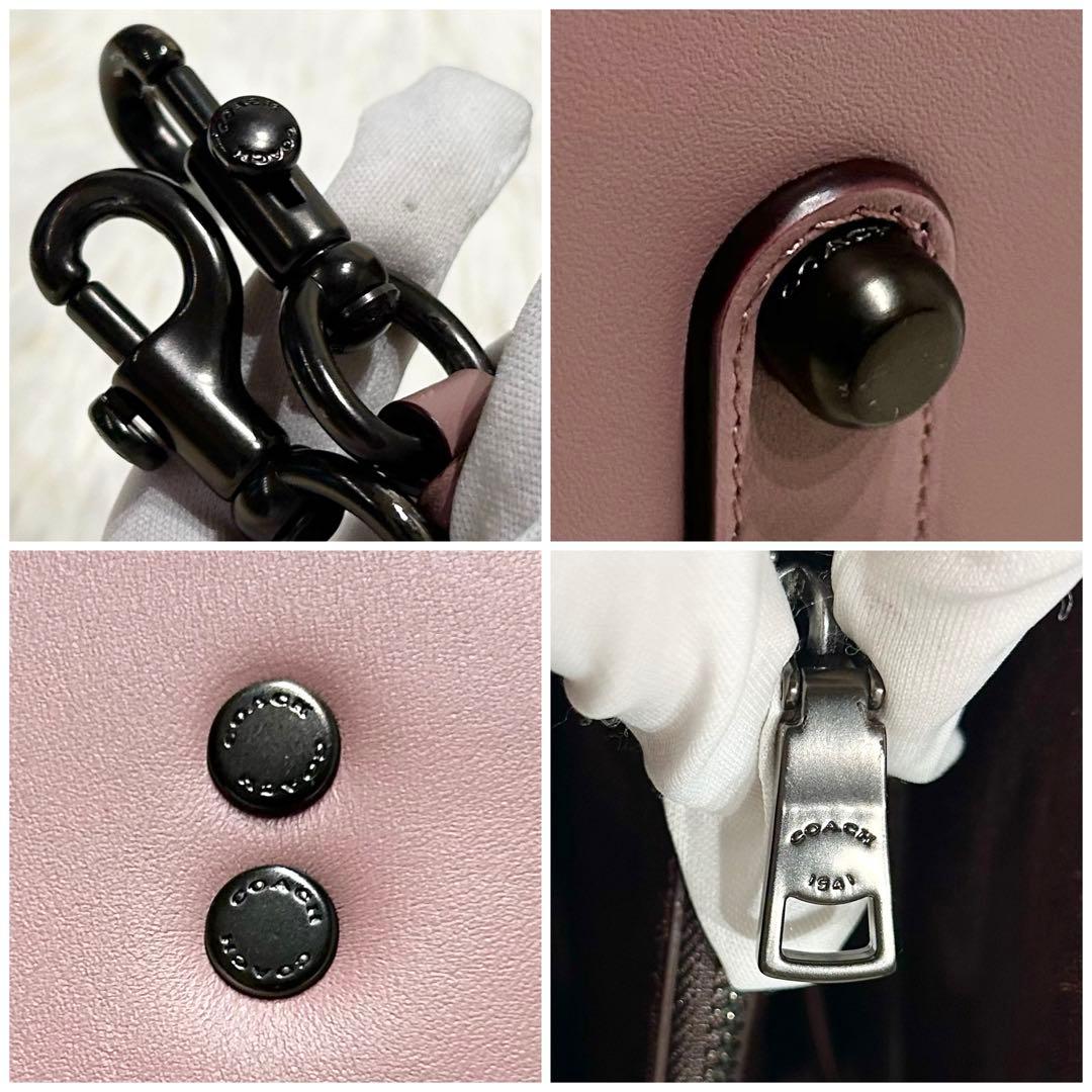 美品2WAY コーチ ワンショルダー ハンドバッグ レザー スエード ピンク