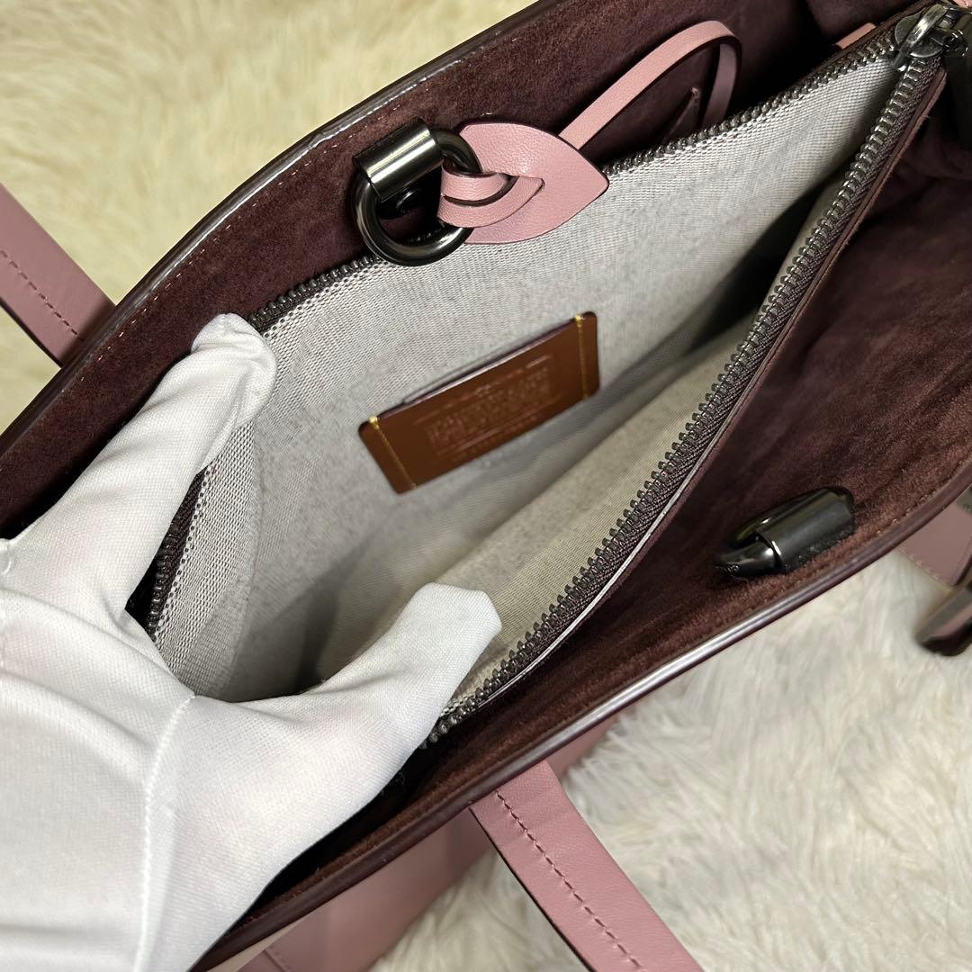 美品2WAY コーチ ワンショルダー ハンドバッグ レザー スエード ピンク