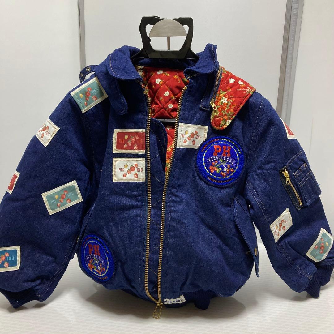 極美品　希少　ピンクハウス デニムブルゾン ゼッケン 苺 フード ワッペン　S