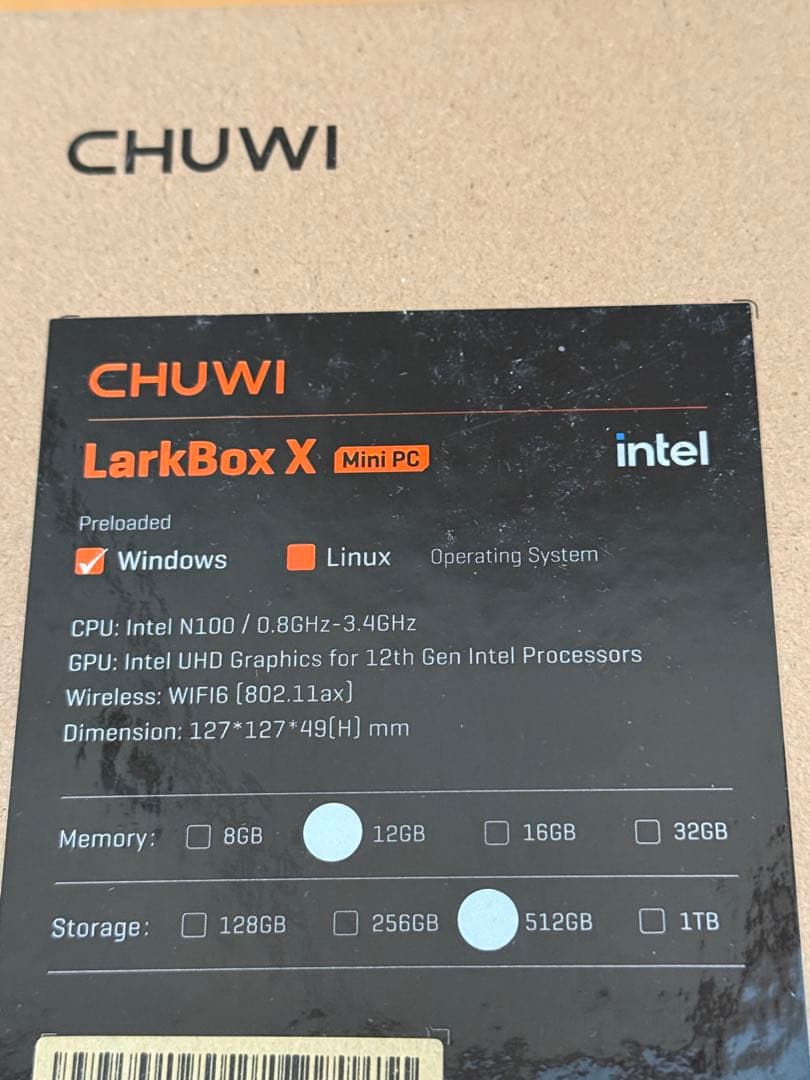 ミニPC CHUWI LarkBox X 2023 N100 12GB 512GB