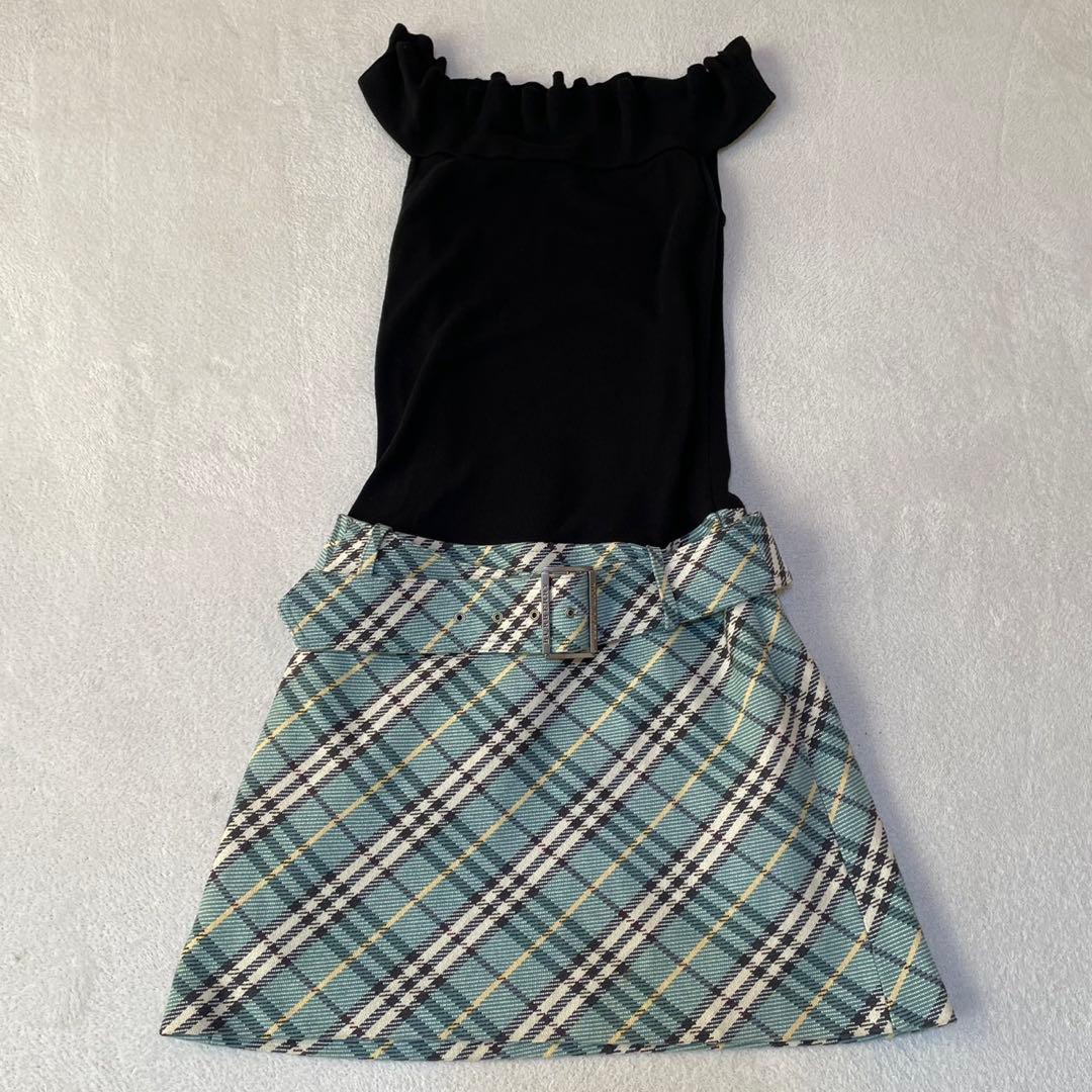 バーバリーブルーレーベル　ノースリーブ　ワンピース　ノバチェック　ニット　38