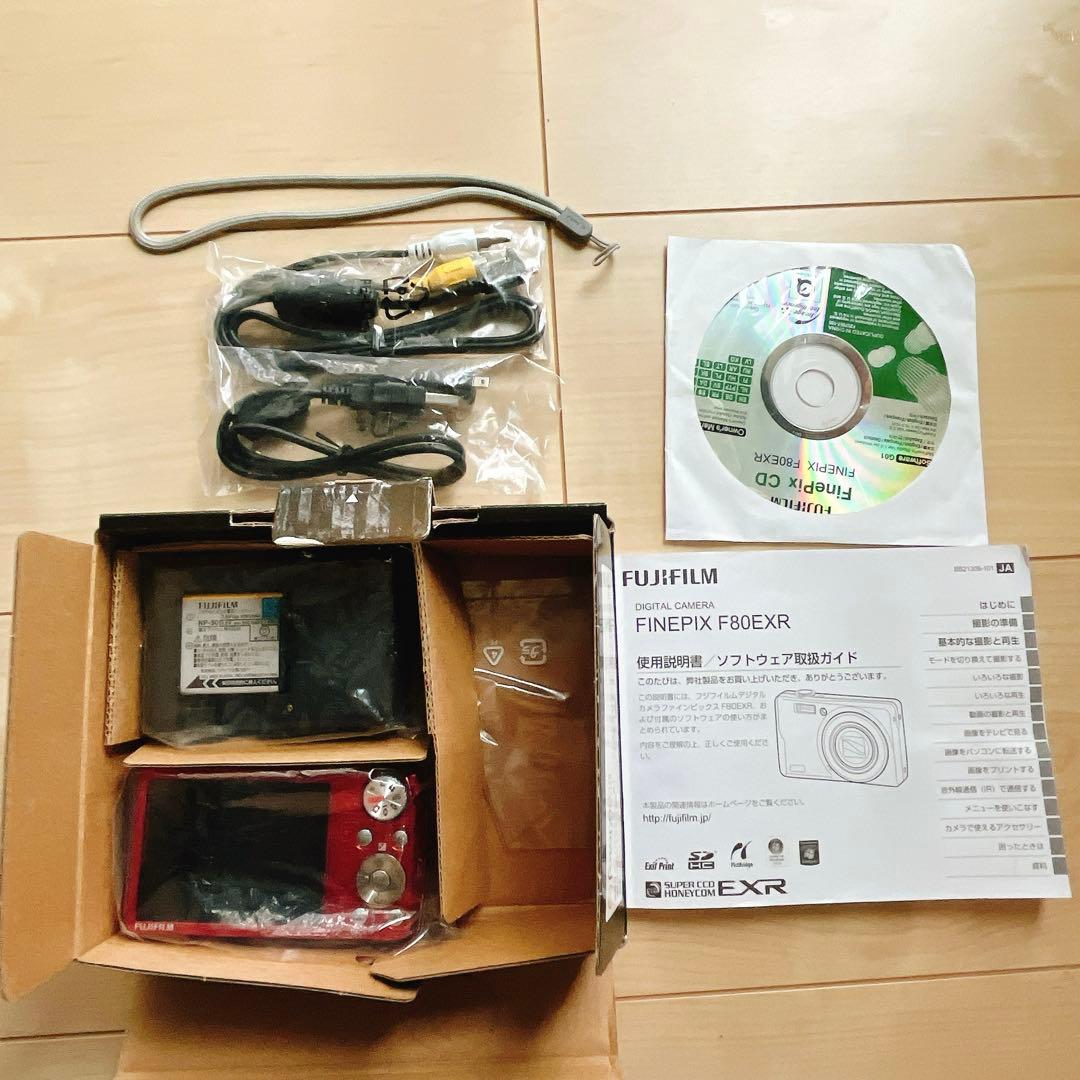 FUJIFILM F80EXR赤 コンパクトデジタルカメラ　防水プロテクター付き
