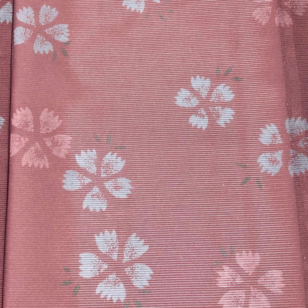 夏着物 小紋 絽 さんび 可愛らしい花模様 紫桃鼠色 KK-1990