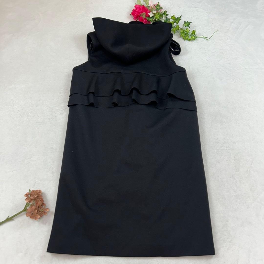 K78 美品 F ヨリ フード ボンディングロング ジレ ブラック レディース