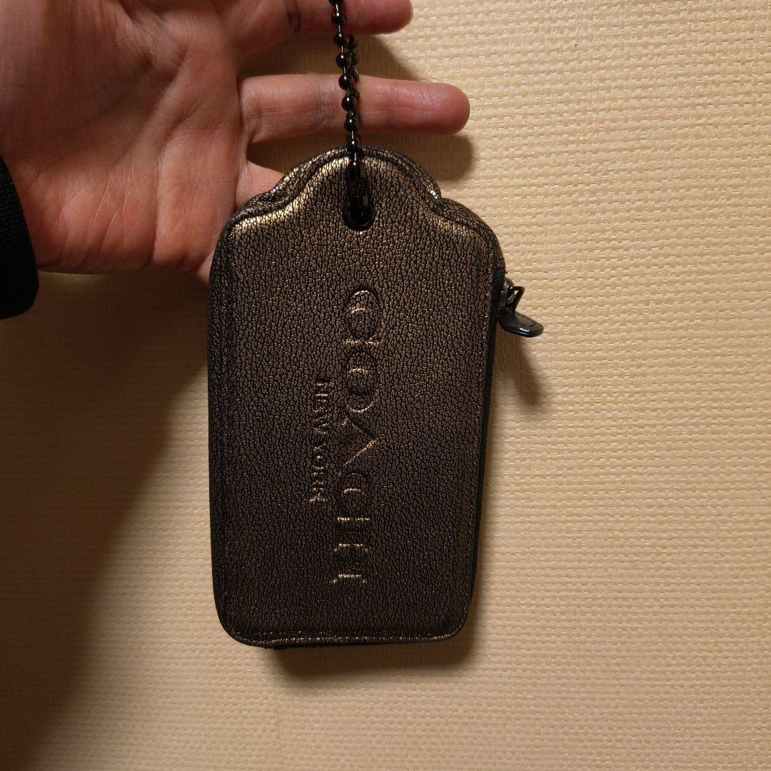 希少！COACH タグ型　ブロンズ　 ポーチ ケース　財布　コーチ