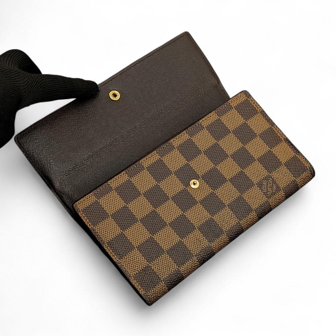 美品 ルイヴィトン ダミエ エベヌ ポルトトレゾール インターナショナル 長財布
