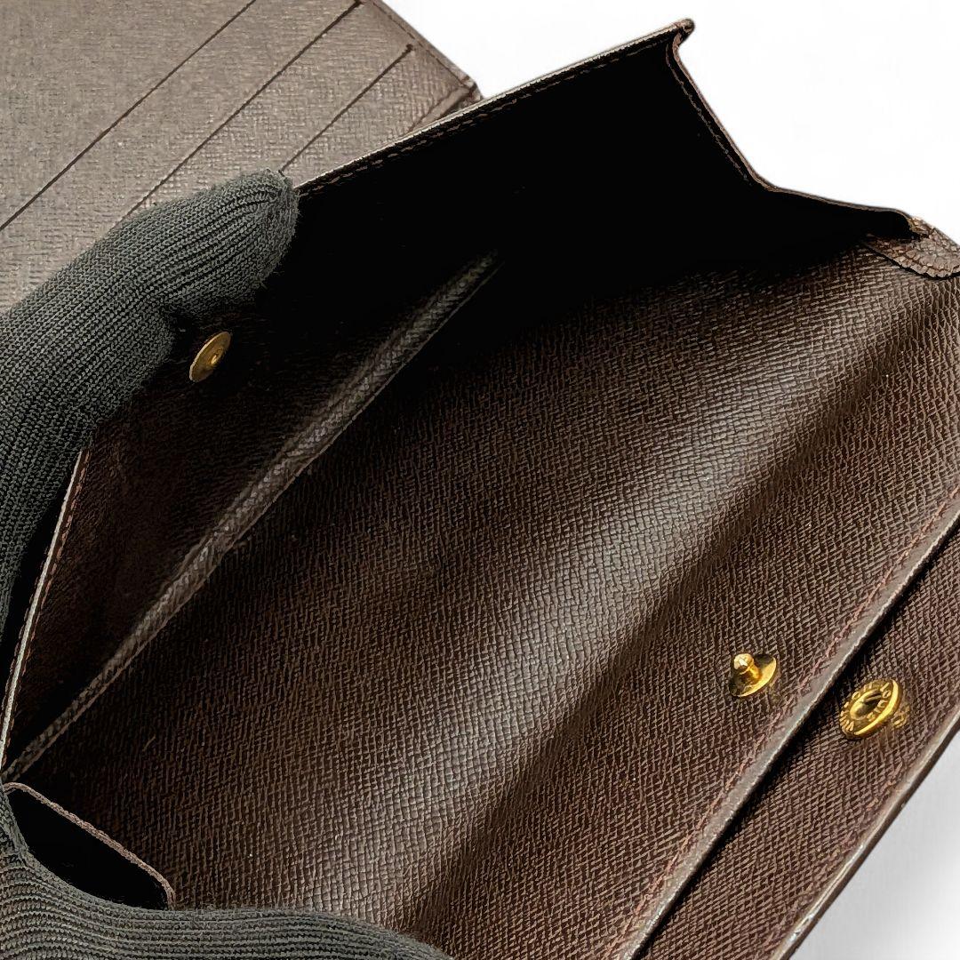 美品 ルイヴィトン ダミエ エベヌ ポルトトレゾール インターナショナル 長財布