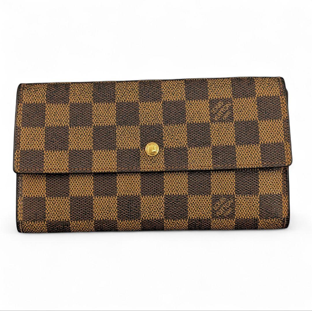 美品 ルイヴィトン ダミエ エベヌ ポルトトレゾール インターナショナル 長財布