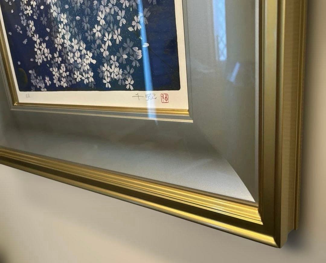 正規品美品）中島千波『桜花春映』シルクスクリーン絵画版画