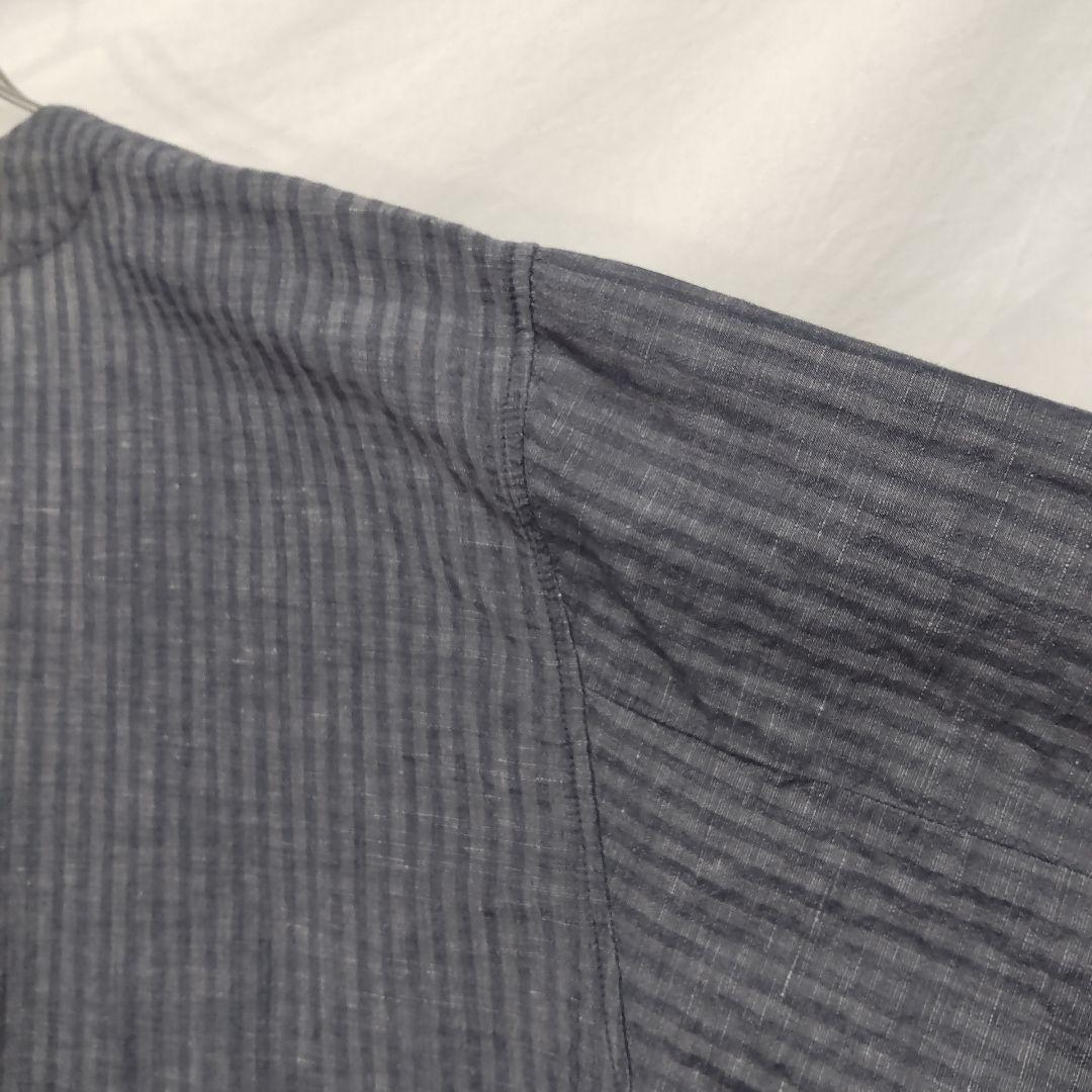 ライトサッカーカーディジャケット 3 グレー リネン混 ノーカラージャケット