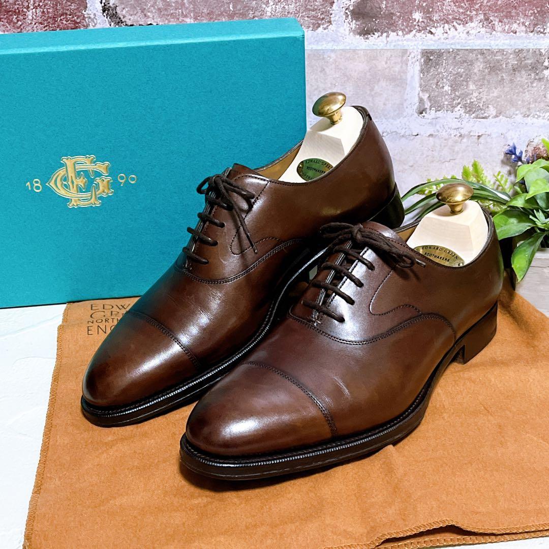 極美品【エドワードグリーン】ドレスシューズ 高級革靴 濃茶 6.5 英国製 箱付