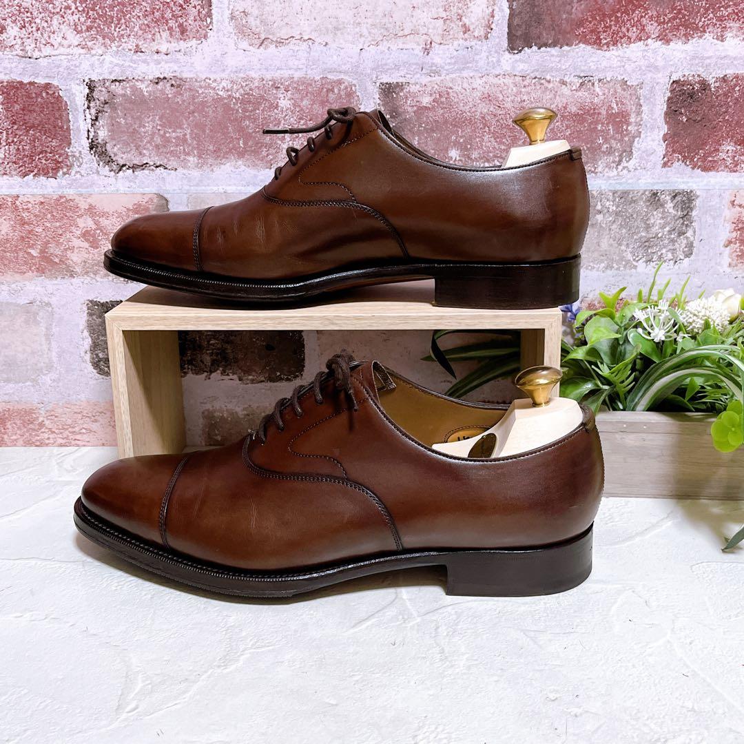 極美品【エドワードグリーン】ドレスシューズ 高級革靴 濃茶 6.5 英国製 箱付