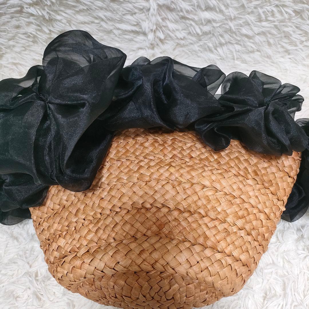 ラドロー かごバック 編み込み チュール シフォン フラワー バルーン ベージュ