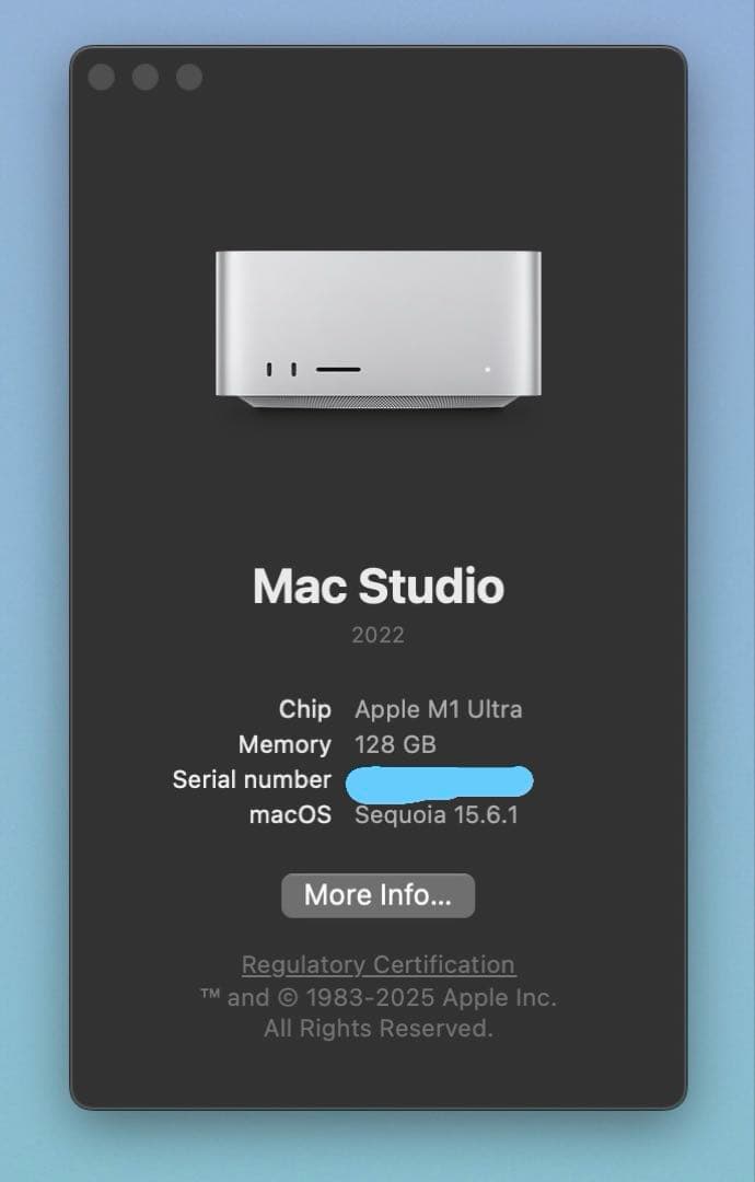 【最終値下】Mac Studio M1 Ultra 128GB SSD 1TB