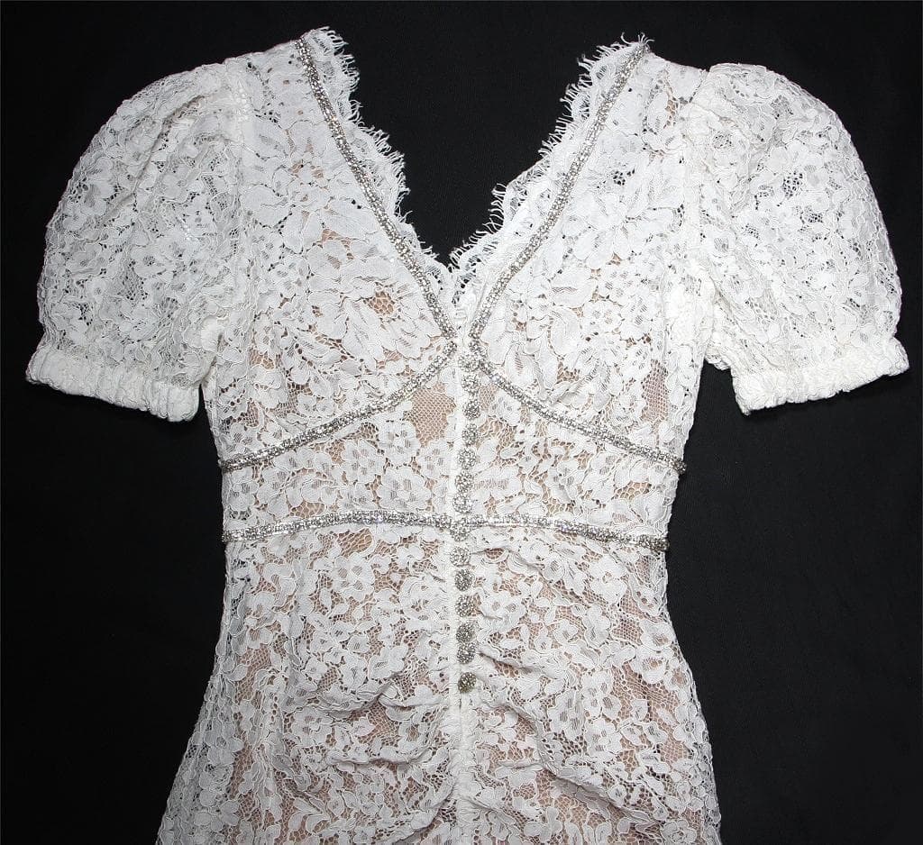 m*様 セルフポートレイト ワンピース ペプラム レース UK8 未使用 結婚式