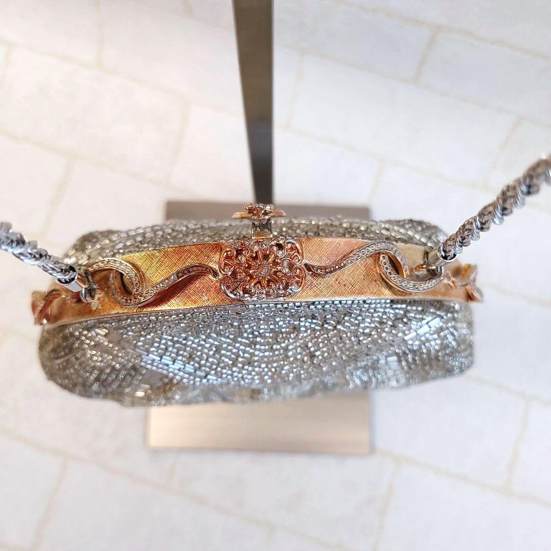 LUMYルミーはしもと ビーズバッグ がま口 栞 鏡付 着物ドレス 希少 美品