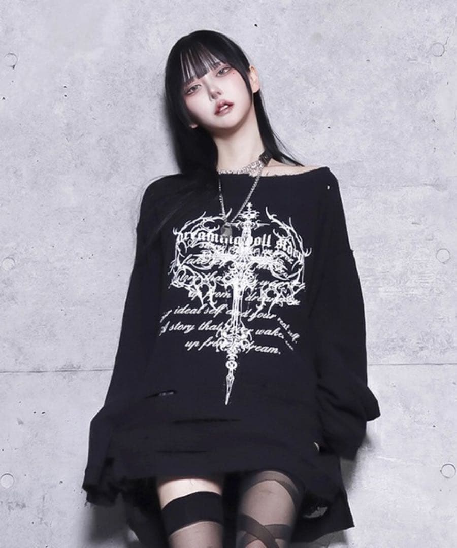 【即購入OK‼️】非売品 クロスロゴプリントダメージガーゼトップス Amilige