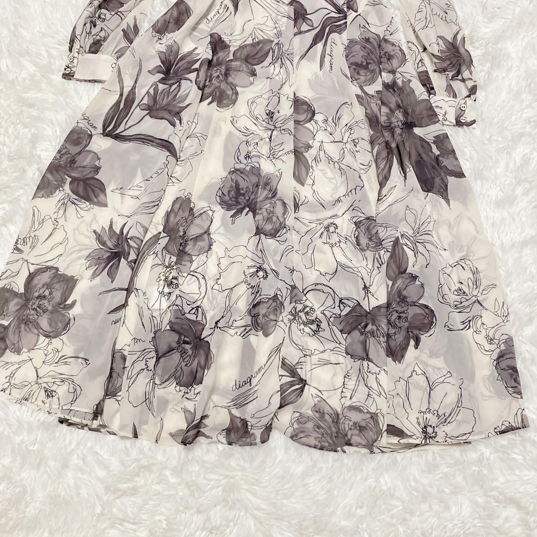 【訳あり美品】グレースコンチネンタル　ボウタイロゴフラワープリントワンピース