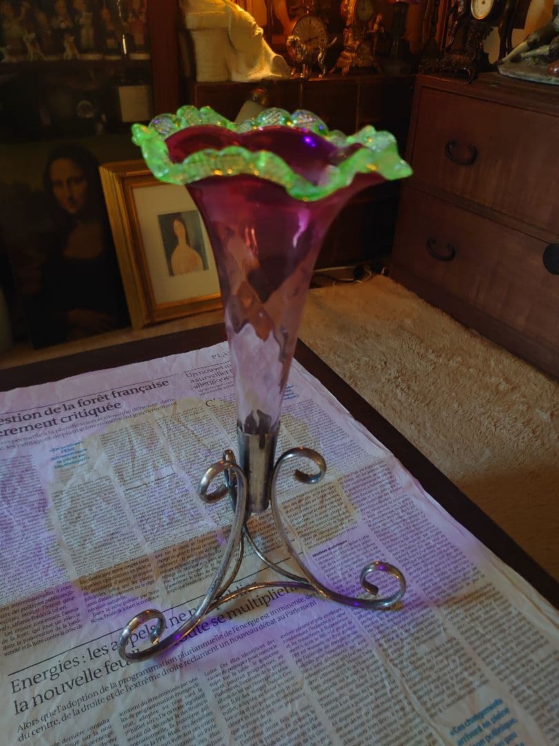 「売約済」イギリス1930s'イパーン クランベリー＆ヴァセリンフラワーベース