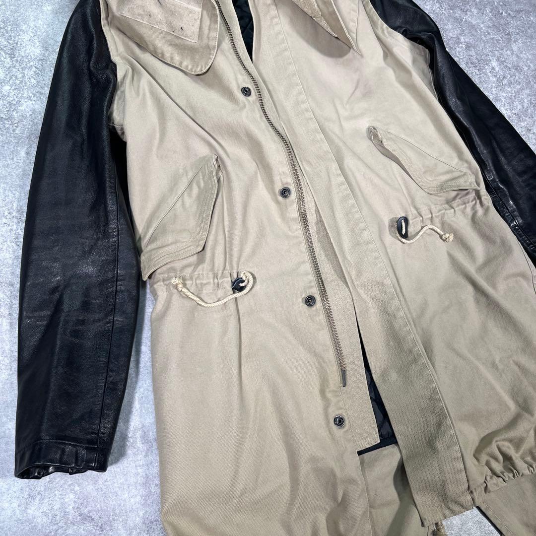 ▼クリスチャンダダ　モッズコート　レザー切替　M ライナー　ファー　Y2K 日本