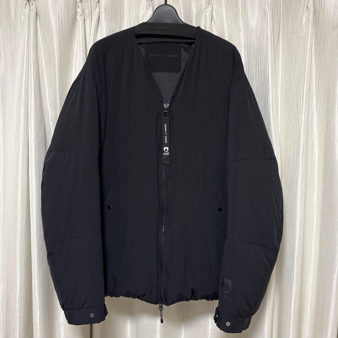 ADAM ET ROPE ブラック ノーカラー ダウンジャケット L