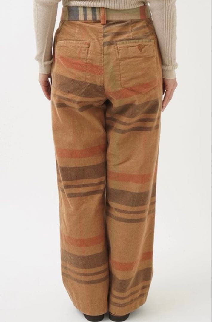 パラスパレス 先染チェック 14W コーデュロイ ストレート パンツ