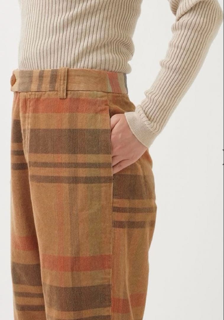 パラスパレス 先染チェック 14W コーデュロイ ストレート パンツ