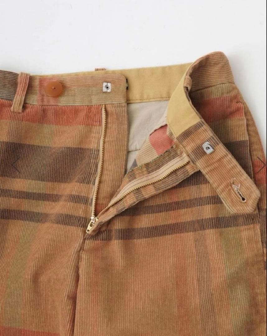 パラスパレス 先染チェック 14W コーデュロイ ストレート パンツ