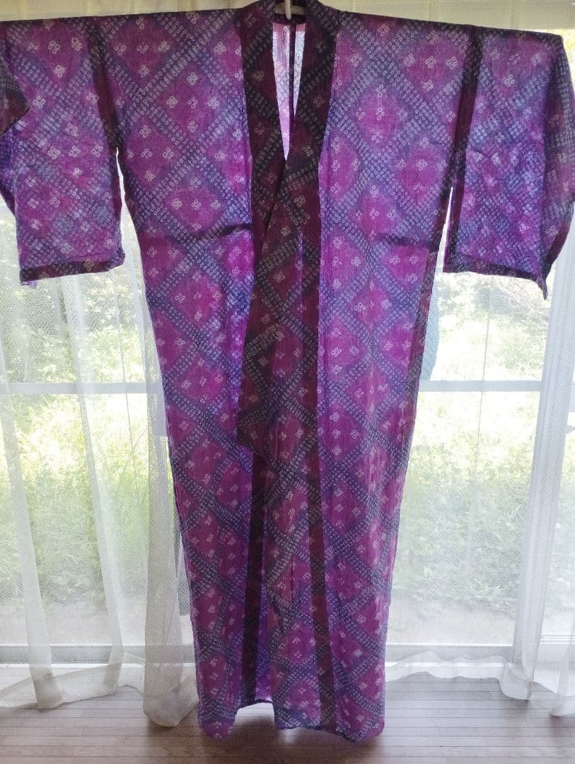 絞り浴衣 紫 ピンク Lサイズ～ 観劇 LIVE 有松鳴海絞り 高級