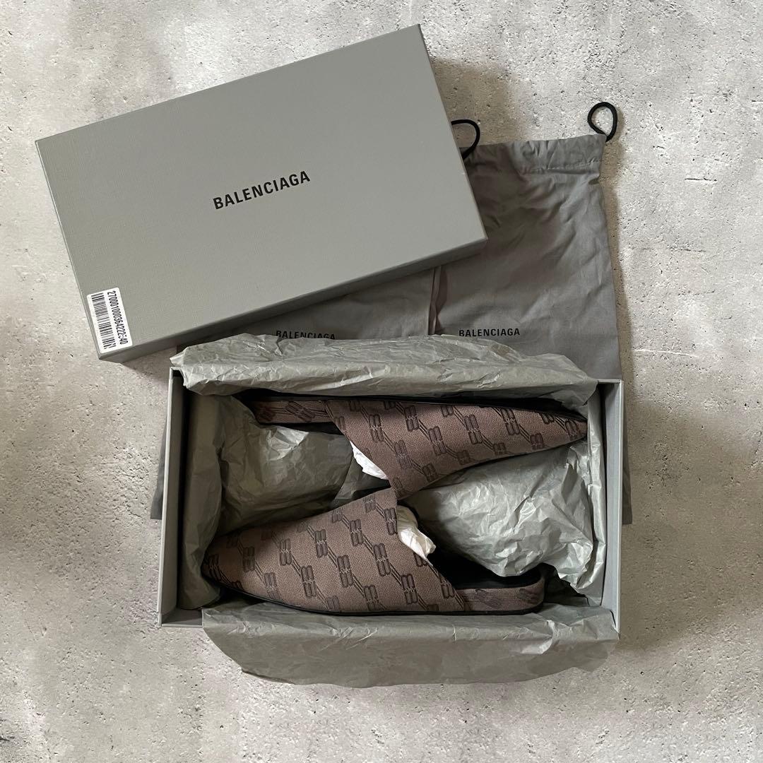 リ*氏様 BALENCIAGA バレンシアガ ミュールローファー BB柄 フラッ